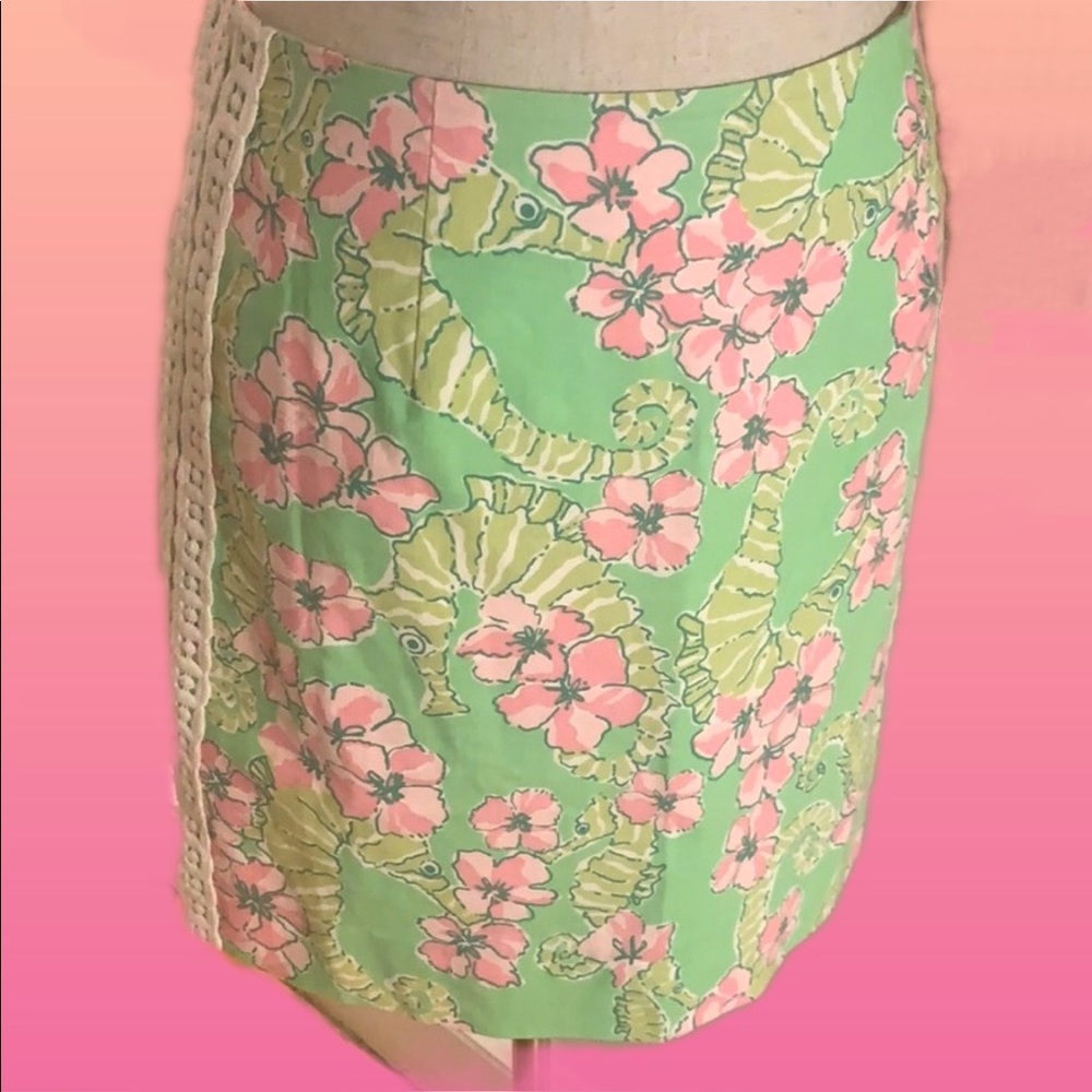 Lily Pulitzer Originals Pink Green Seahorse Skirt